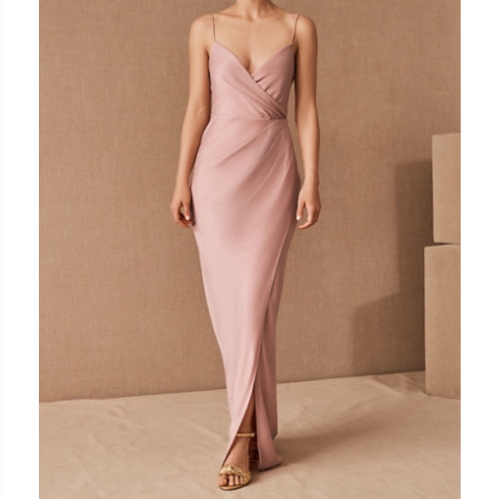 BHLDN Freya Satin Charmeuse Dress in Dusty Rose
